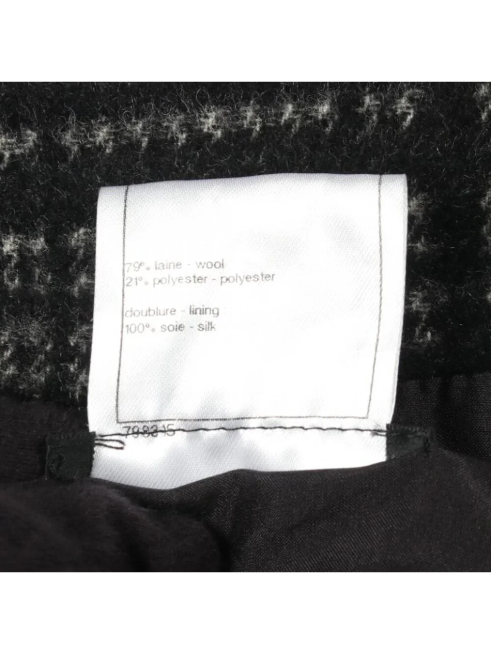 Chanel Skirt CC Logo Button Plaid Black Wool Check